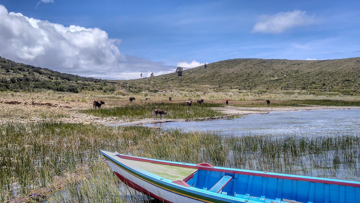 peru lake titicaca amantani island boat image