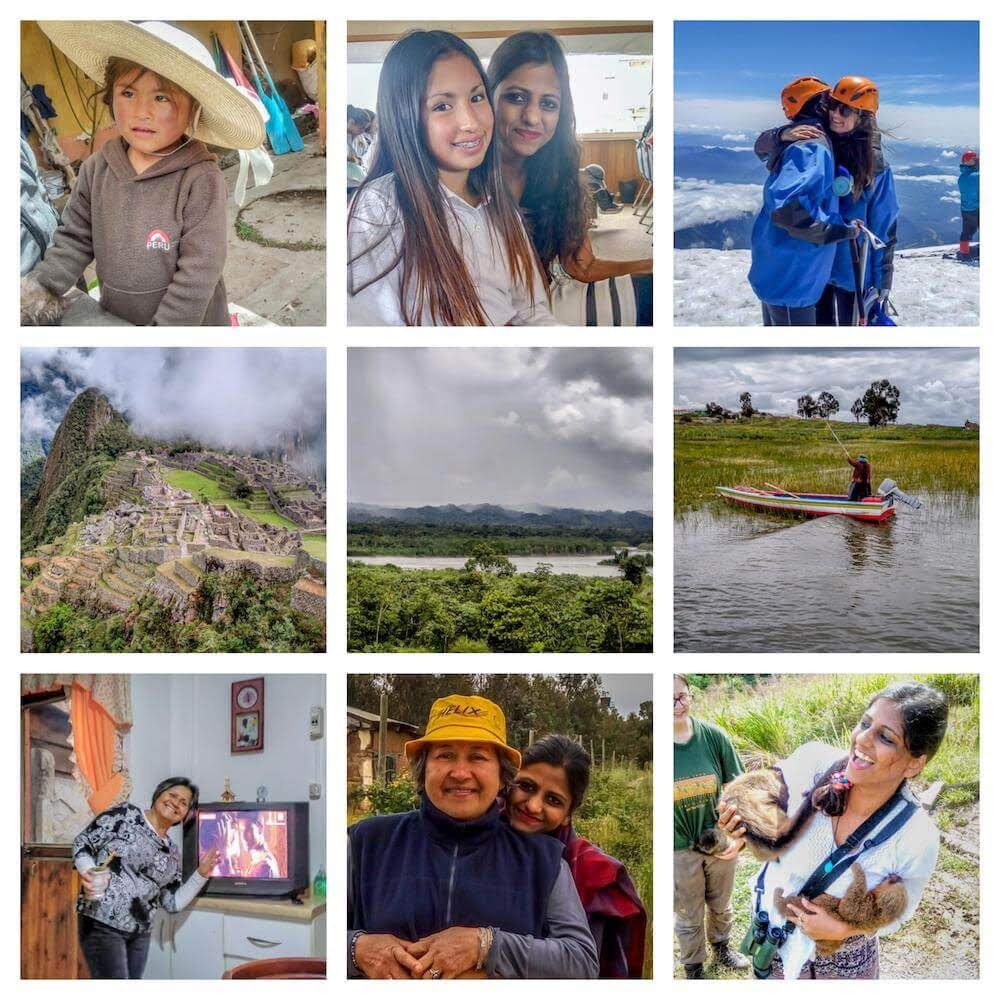 collage of backpacking in south america images