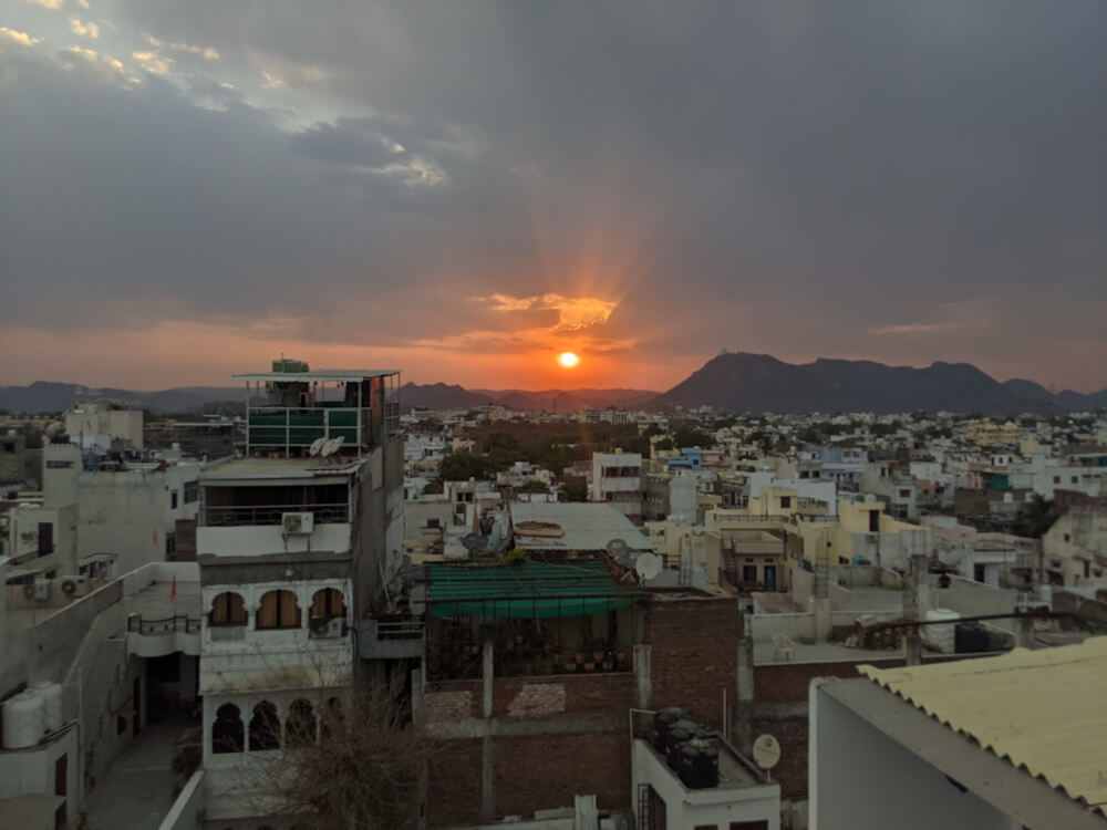 sunset over udaipur