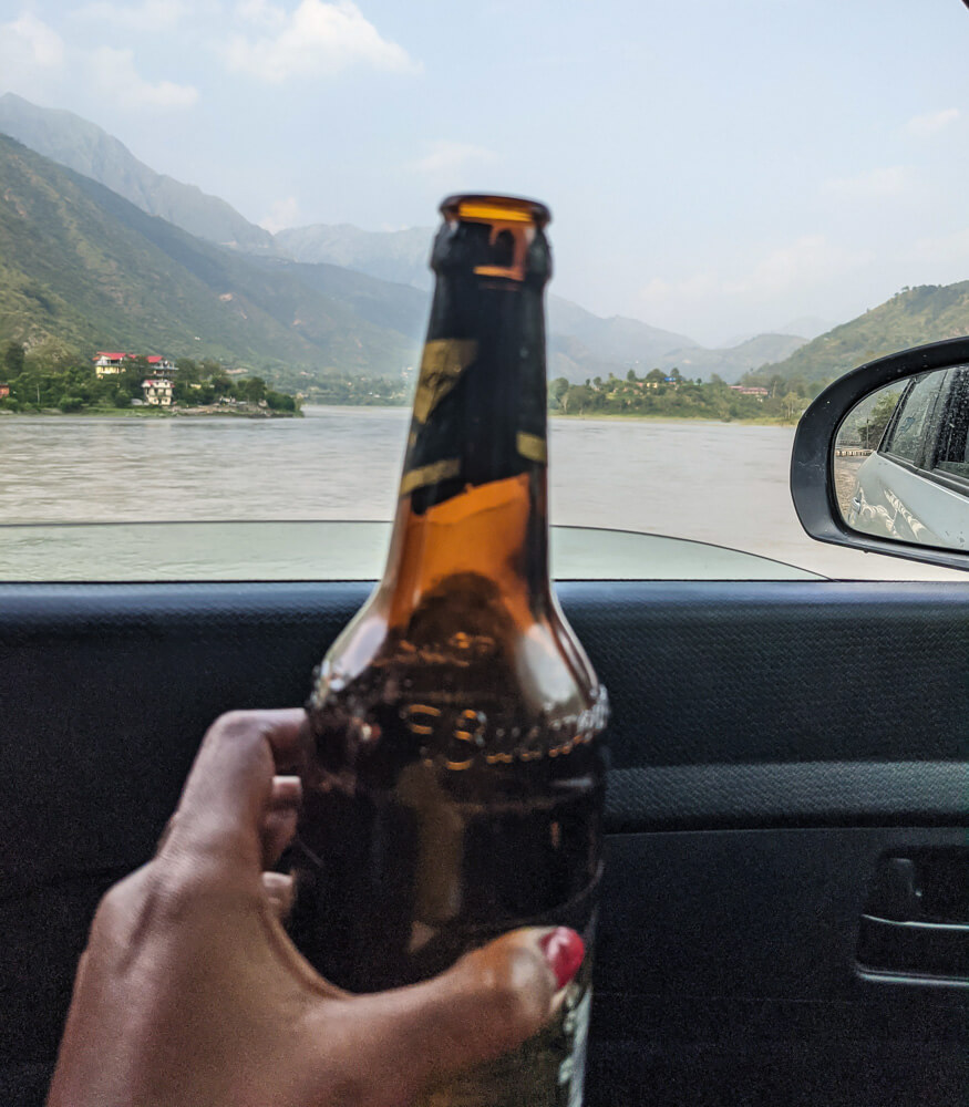 drinkinb-beer-on-river-bank-sutlej-tatta-pani-karsog