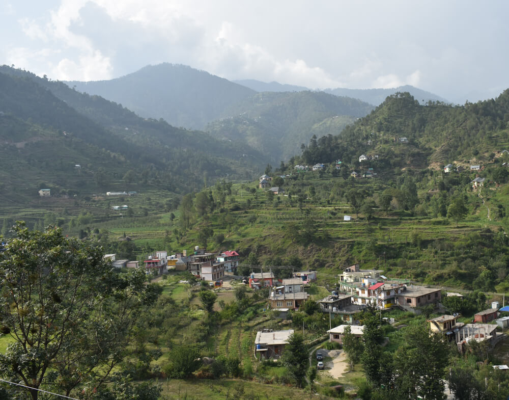 view of hills sorrounding pangna village karsog