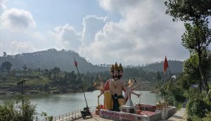 hanuman temple at a lake