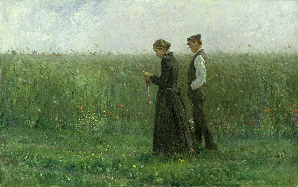 1024px-Leopold_von_Kalckreuth_-_Am_Sonntagnachmittag_(1893) a couple walking in the fields
